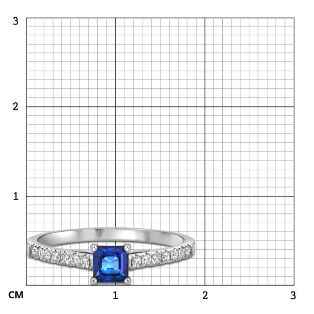 Кольцо из белого золота с бриллиантами и сапфиром (055522)