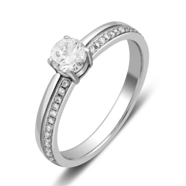 Помолвочное  кольцо из белого золота с бриллиантами (027967)