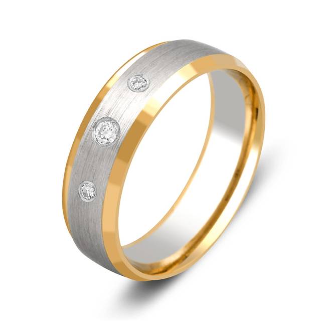 Обручальное кольцо из комбинированного золота  с бриллиантами (014804)