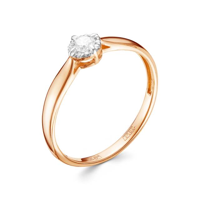 Помолвочное кольцо из красного золота с бриллиантами (054033)