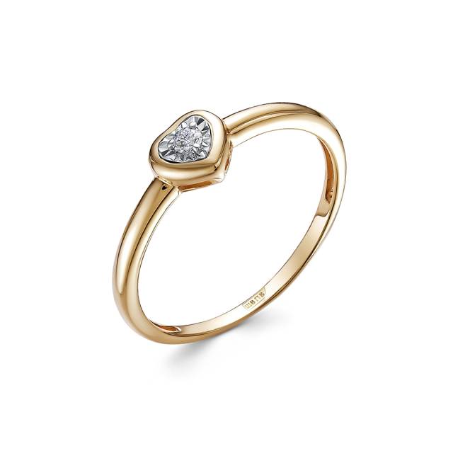 Помолвочное кольцо из красного золота с бриллиантом (054052)