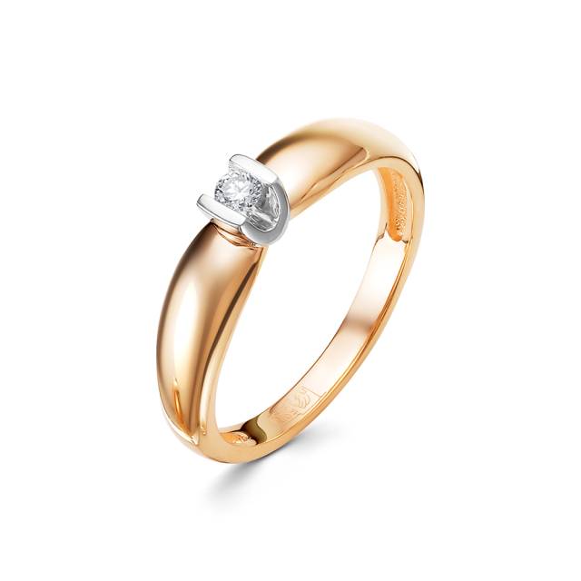 Помолвочное кольцо из комбинированного золота с бриллиантом (043056)