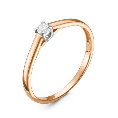 Помолвочное кольцо из комбинированного золота с бриллиантом (043801)