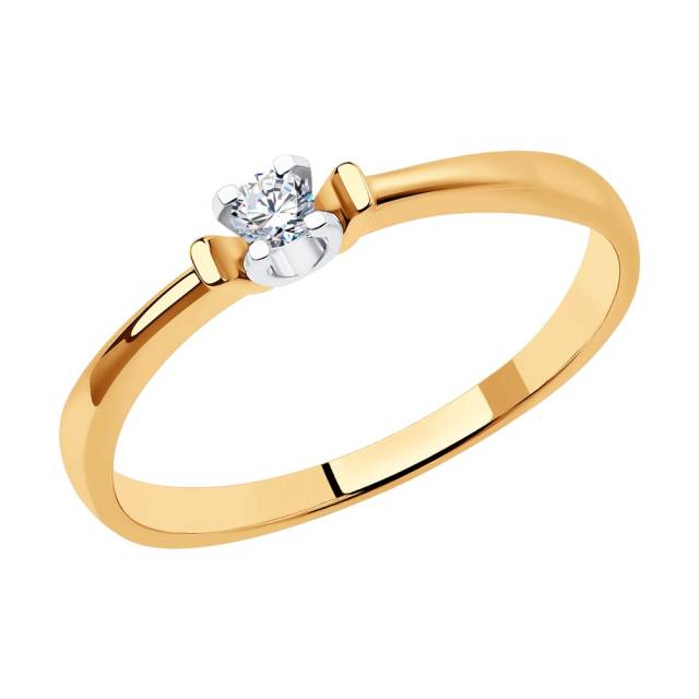 Помолвочное кольцо из красного золота с бриллиантом (048534)