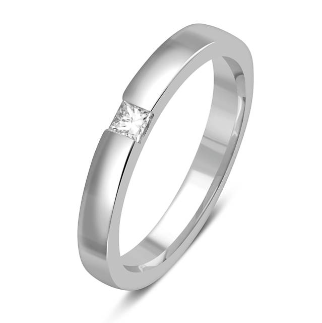 Обручальное кольцо из белого золота с бриллиантом (052438)