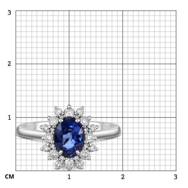 Кольцо из белого золота с бриллиантами и сапфиром (055118)