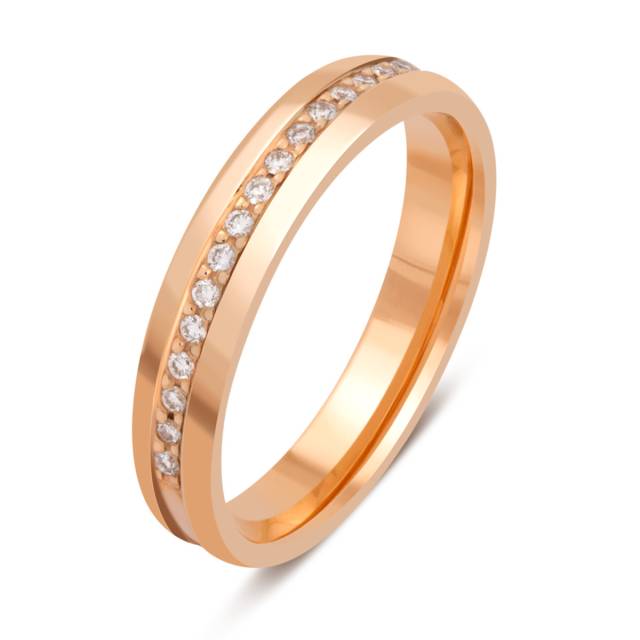 Обручальное кольцо из красного золота с бриллиантами (011114)