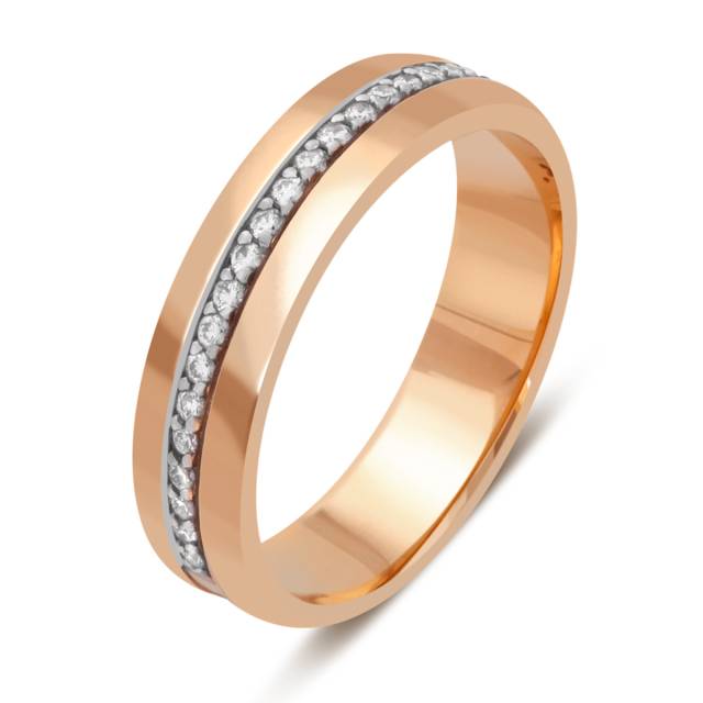 Обручальное кольцо из красного золота с бриллиантами (011114)