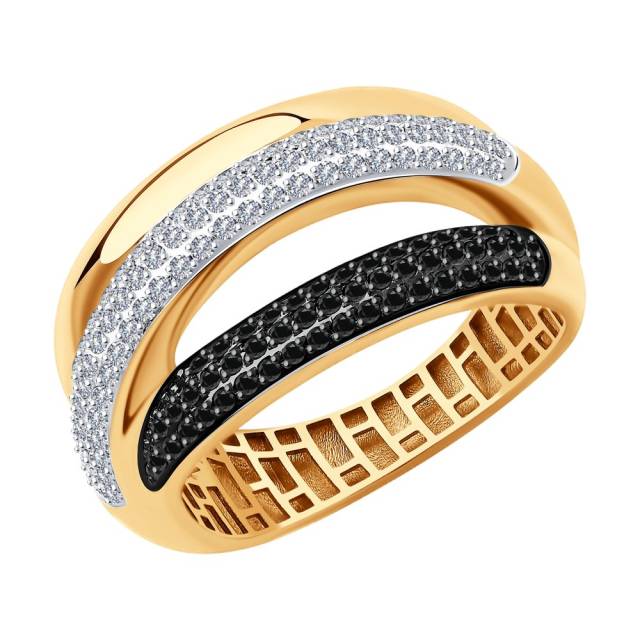 Кольцо из красного золота с бриллиантами (046265)