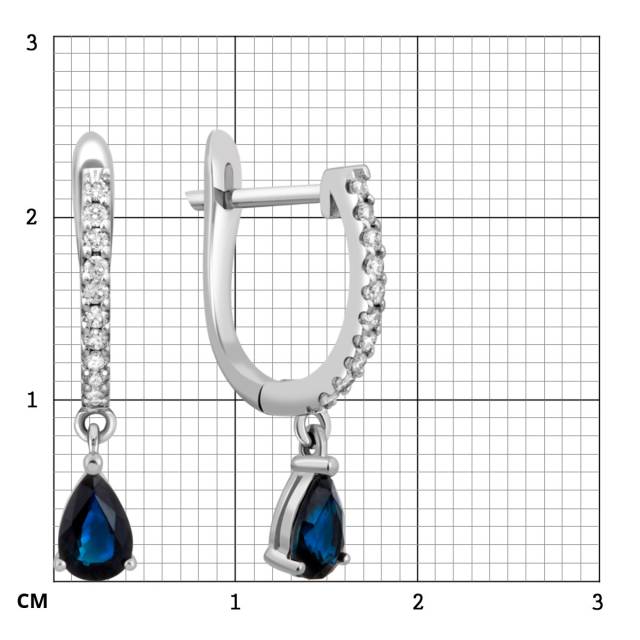 Серьги из белого золота с бриллиантами и сапфирами (046244)