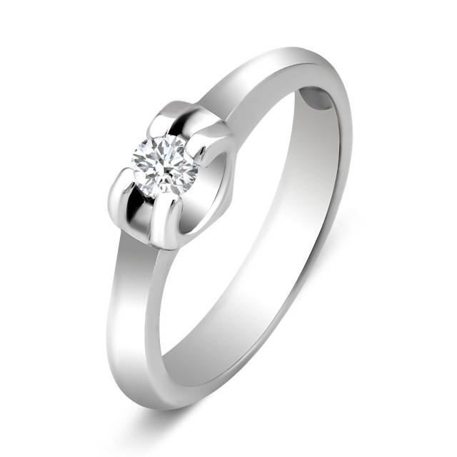 Помолвочное кольцо из белого золота с бриллиантом (015043)