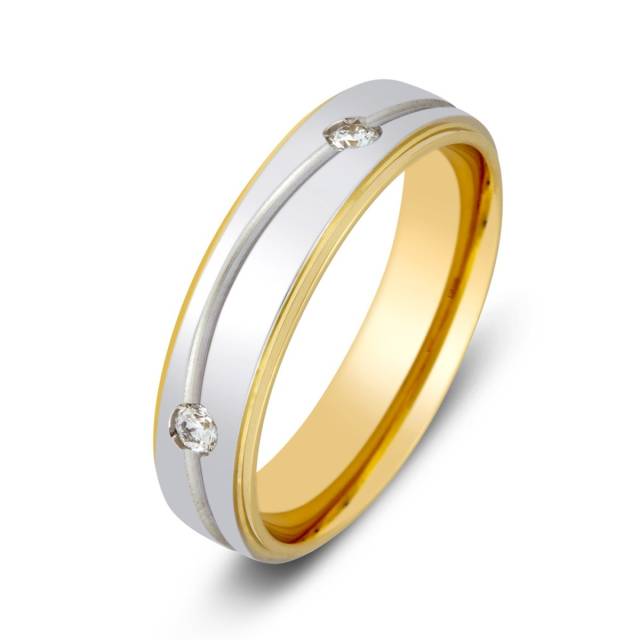 Обручальное кольцо из комбинированного золота с бриллиантами Tiamo (002109)