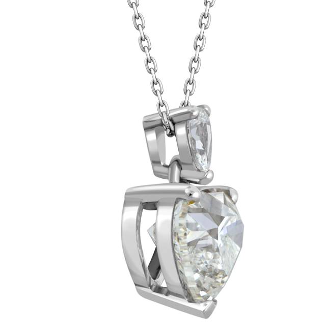Кулон "Сердце" с цепочкой из белого золота с бриллиантами (048185)