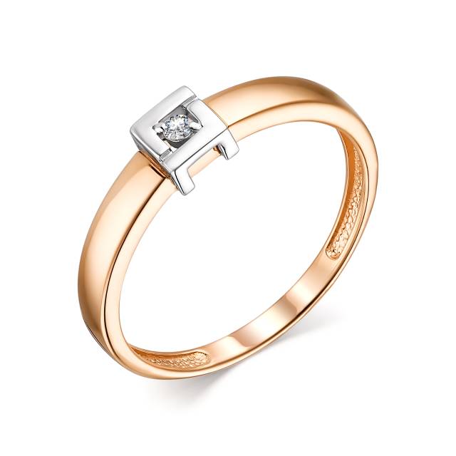 Помолвочное кольцо из комбинированного золота с бриллиантом (043744)