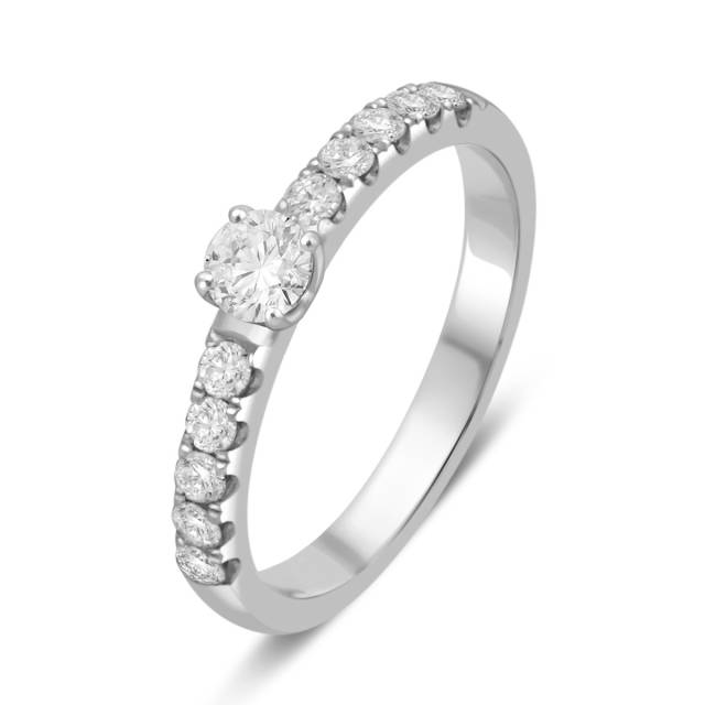 Помолвочное  кольцо из платины с бриллиантами (055709)