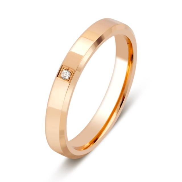 Обручальное кольцо из красного золота с бриллиантом (028721)