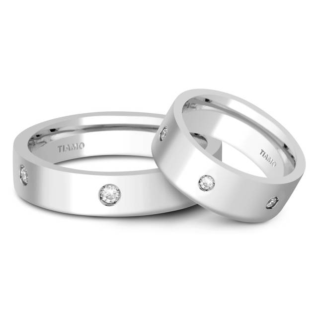 Обручальное кольцо из белого золота с бриллиантами TIAMO (000098)