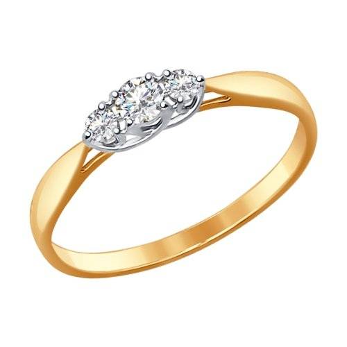 Помолвочное кольцо из красного золота с бриллиантами (029542)