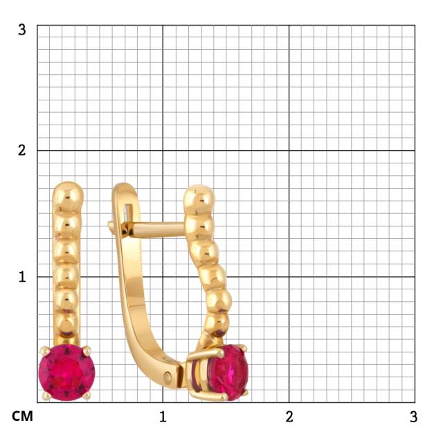 Серьги из жёлтого золота с рубинами (046347)