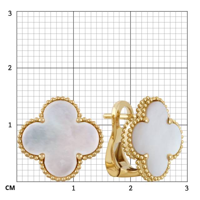 Серьги из жёлтого золота с перламутром (057929)
