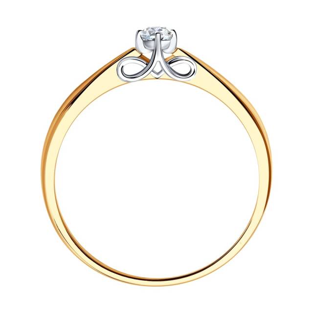 Помолвочное кольцо из комбинированного золота с бриллиантом (046269)