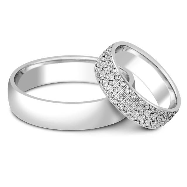 Обручальное кольцо из белого золота с бриллиантами (000678)