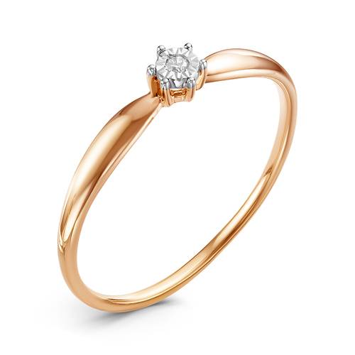 Помолвочное кольцо из комбинированного золота с бриллиантом (043804)