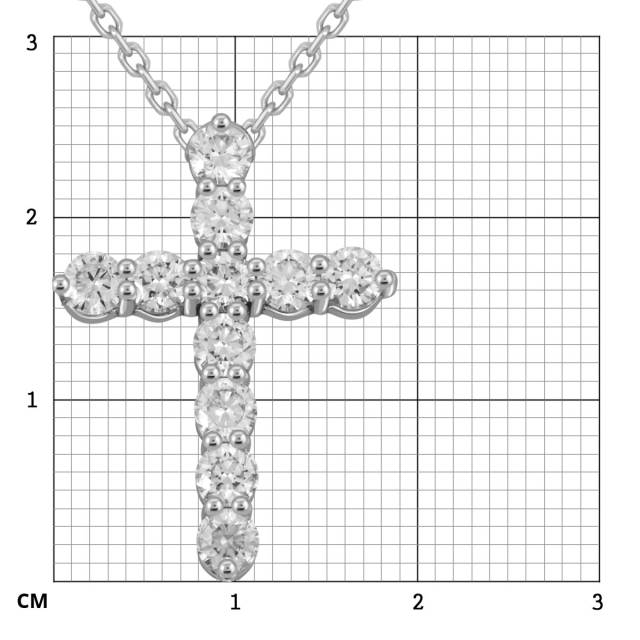 Колье крест из белого золота с бриллиантами (046834)