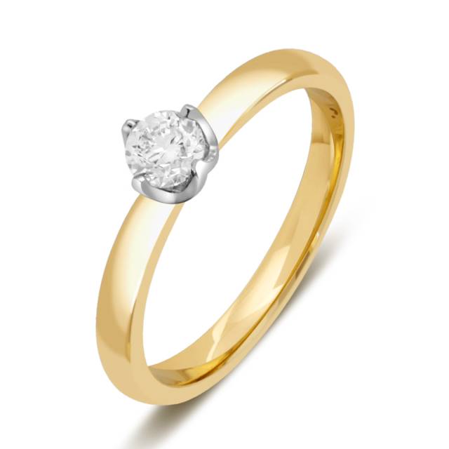 Помолвочное кольцо из комбинированного золота с бриллиантом (042940)
