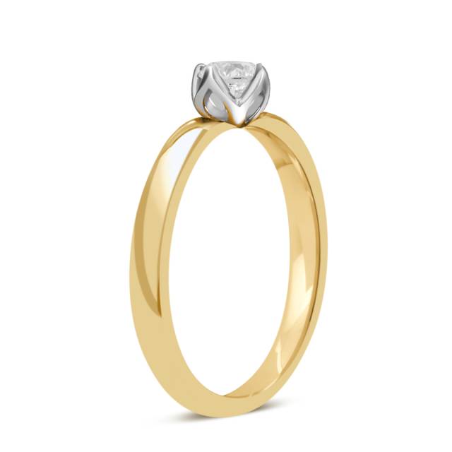 Помолвочное кольцо из комбинированного золота с бриллиантом (042940)