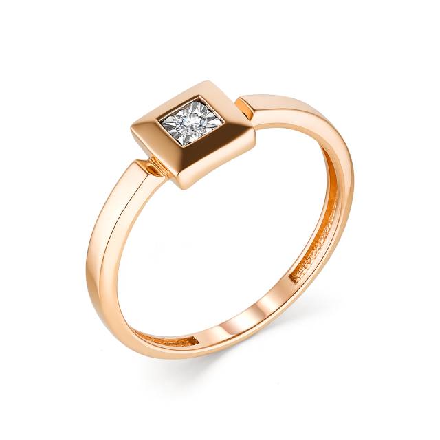 Кольцо из красного золота с бриллиантом (040447)