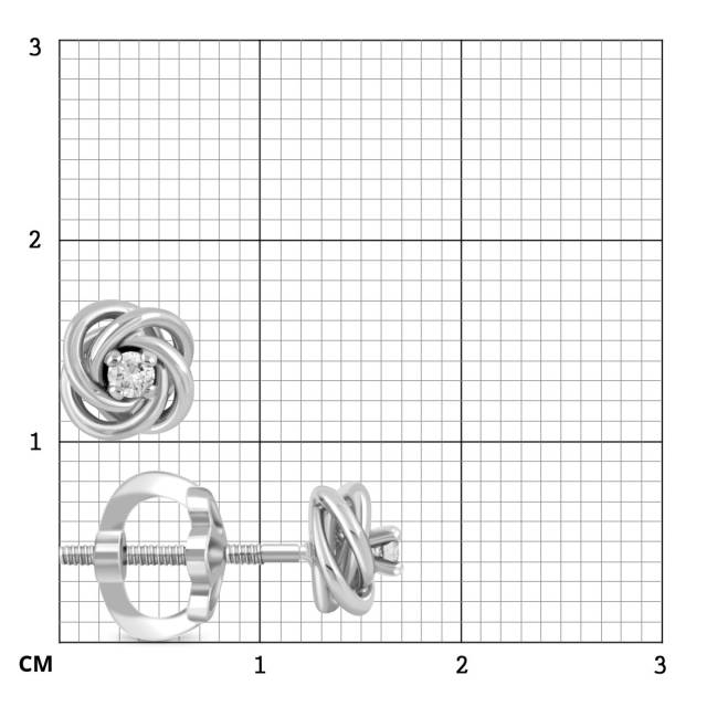 Серьги пусеты из платины с бриллиантами (048368)