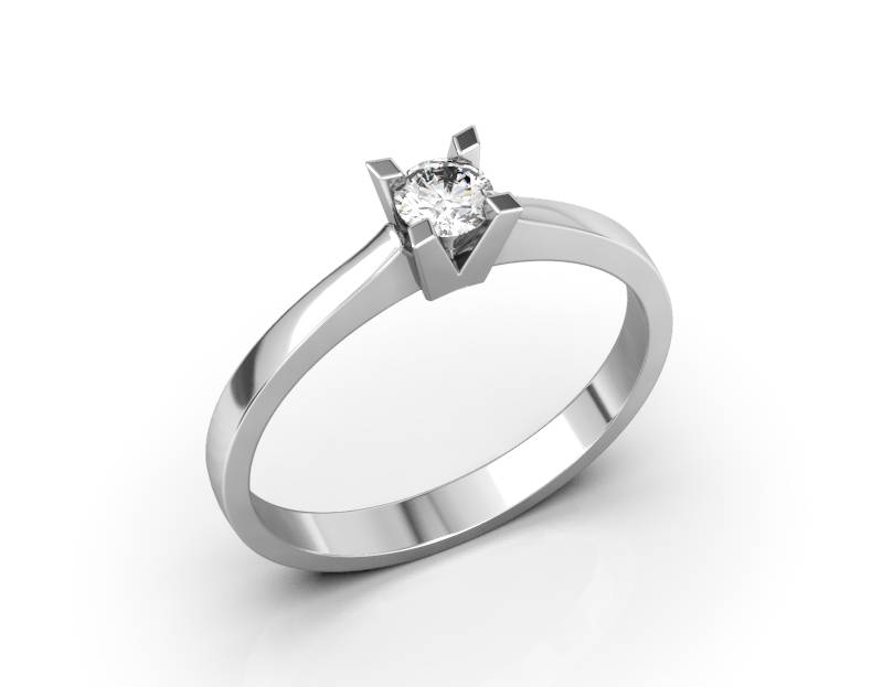 Помолвочное кольцо из белого золота с бриллиантом (052786)