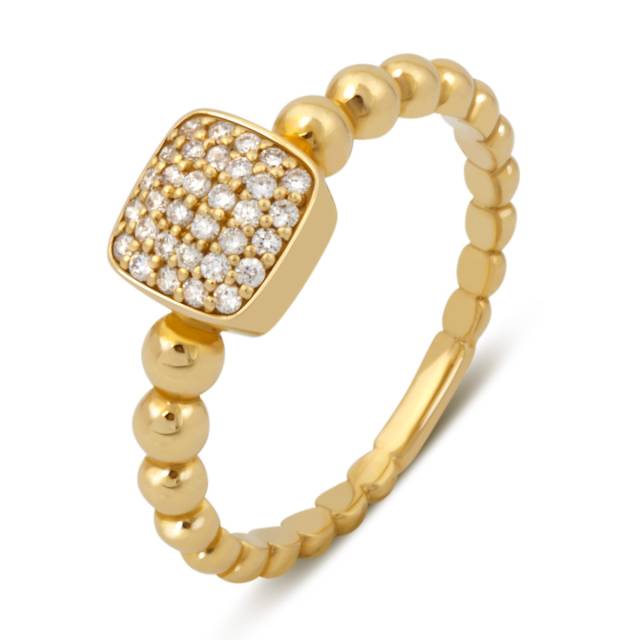 Кольцо из жёлтого золота с бриллиантами и изумрудами (038456)