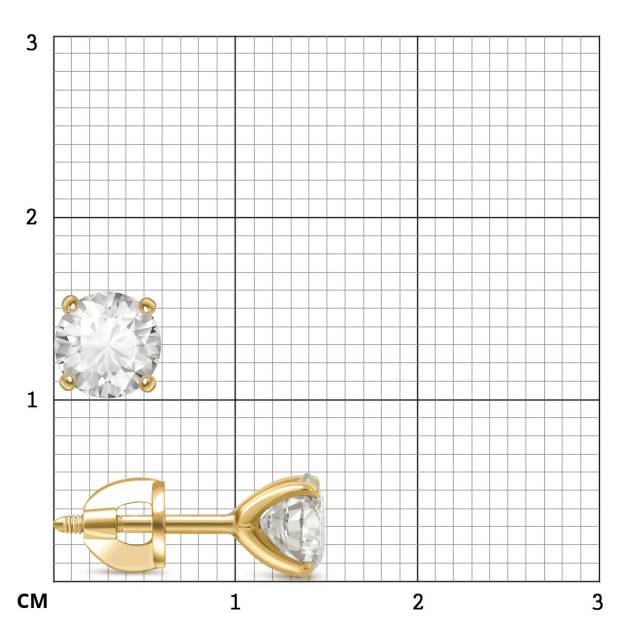 Серьги пусеты из жёлтого золота с бриллиантами (053588)