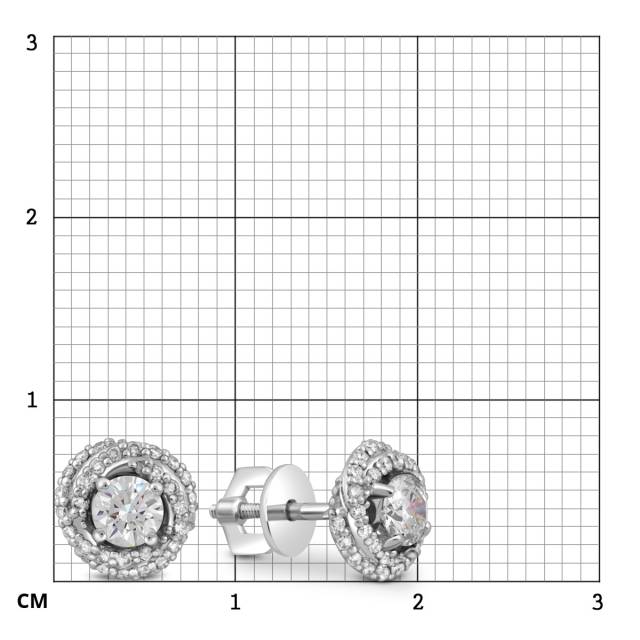 Серьги пусеты из белого золота с бриллиантами (054465)