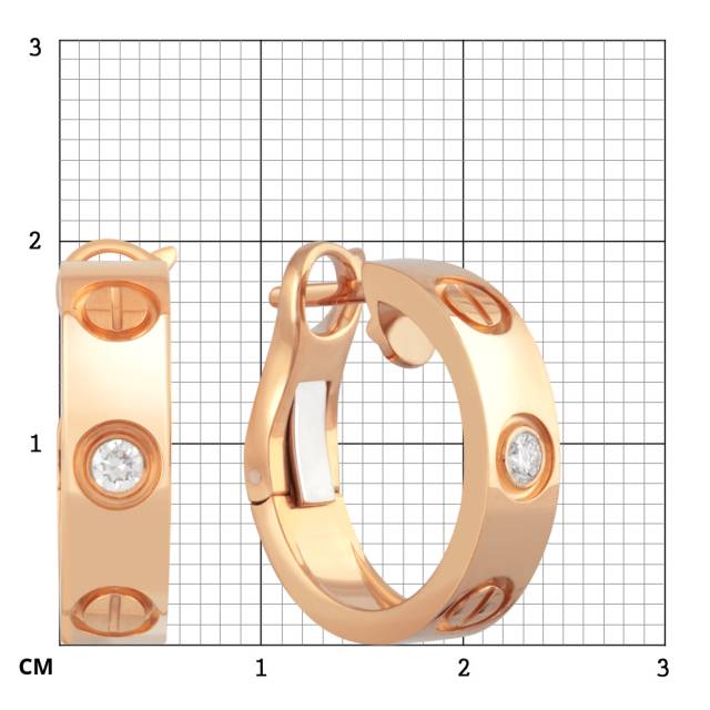 Серьги из красного золота с бриллиантами (049373)