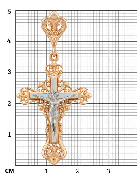 Кулон крест из красного золота с эмалью (038566)