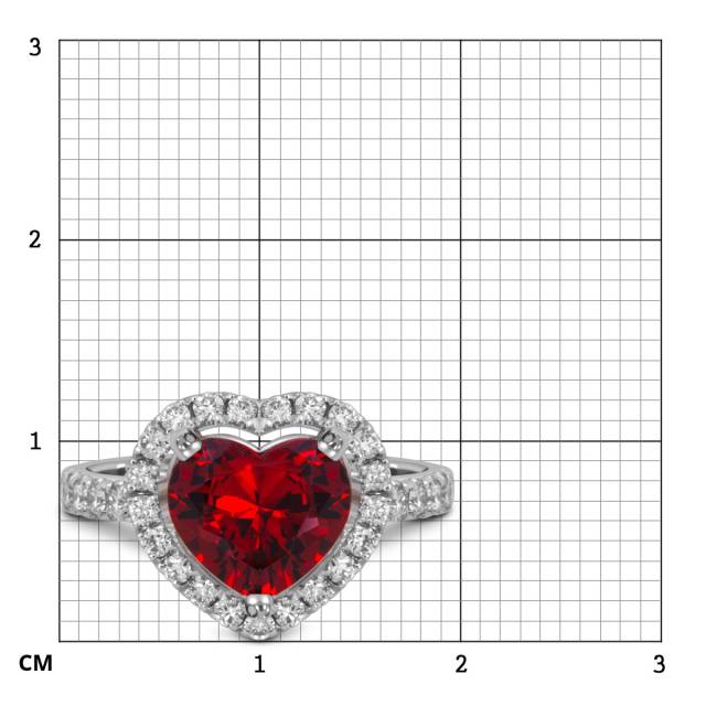 Помолвочное кольцо из белого золота с бриллиантами и гранатом Сердце Сердце (055693)
