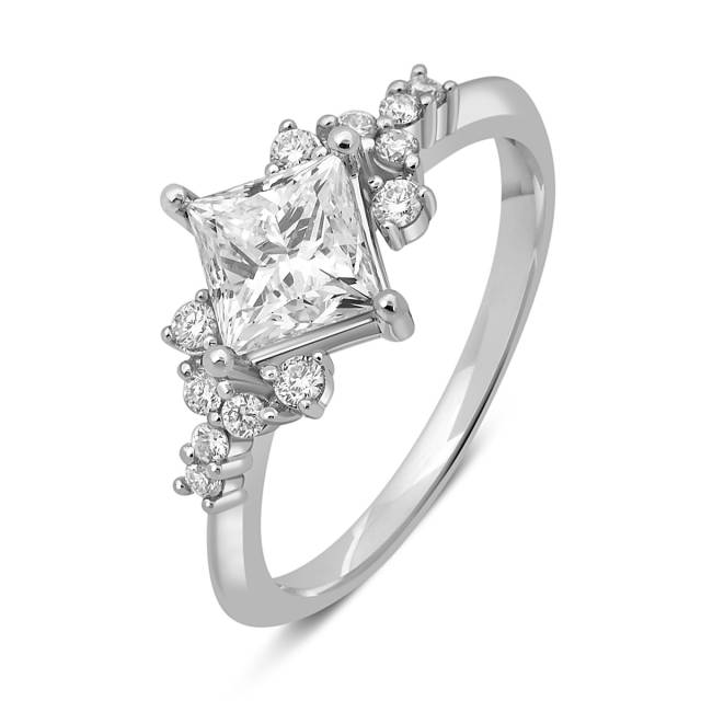 Помолвочное кольцо из белого золота с бриллиантами (047546)