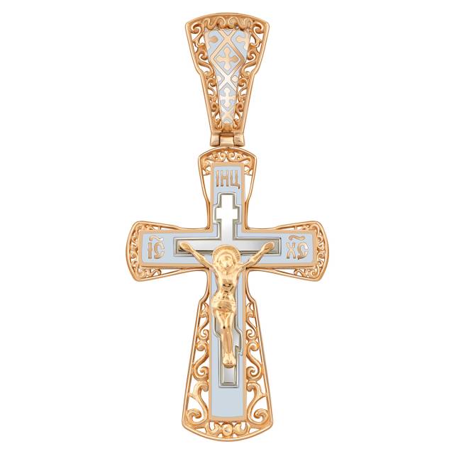 Кулон крест из красного золота с с эмалью (038549)