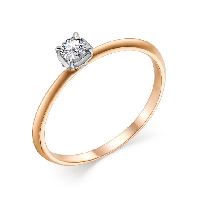 Помолвочное кольцо из красного золота с бриллиантом (043133)