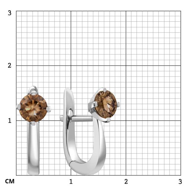 Серьги из белого золота с коньячными бриллиантами (049307)