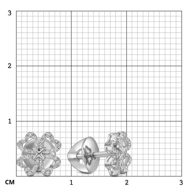 Серьги пусеты из платины с бриллиантами (054334)