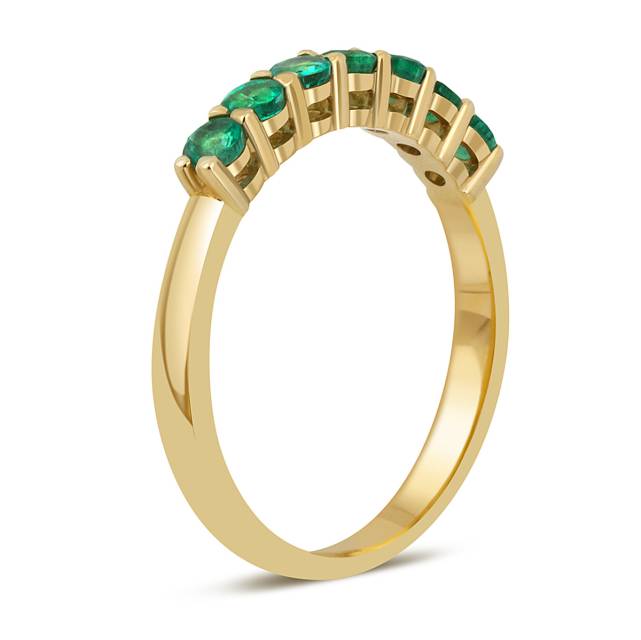 Обручальное кольцо из жёлтого золота с изумрудами (049881)