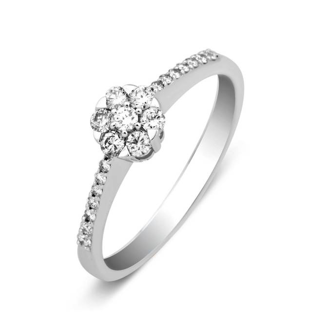 Помолвочное кольцо из белого золота с бриллиантами (023225)