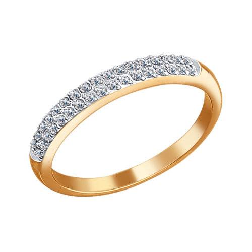 Обручальное кольцо из комбинированного золота с бриллиантами (036584)