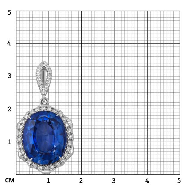 Кулон из белого золота с бриллиантами и сапфиром (049236)