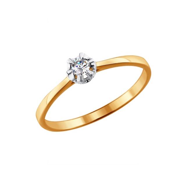 Помолвочное кольцо из комбинированного золота с бриллиантами (025112)