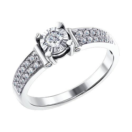Помолвочное кольцо из белого золота с бриллиантами (025111)